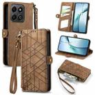 For Honor 200 Smart Geometric Zipper Wallet Side Buckle Leather Phone Case(Brown) - 1