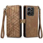 For Honor 200 Smart Geometric Zipper Wallet Side Buckle Leather Phone Case(Brown) - 2