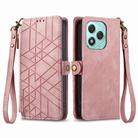 For Honor 400 Lite Global Geometric Zipper Wallet Side Buckle Leather Phone Case(Pink) - 2