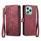 For Honor 400 Lite Geometric Zipper Wallet Side Buckle Leather Phone Case(Red) - 2