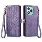 For Honor 400 Lite Geometric Zipper Wallet Side Buckle Leather Phone Case(Purple) - 2