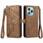For Honor 400 Lite Global Geometric Zipper Wallet Side Buckle Leather Phone Case(Brown) - 2