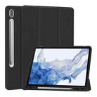 For Samsung Galaxy Tab S9 ENKAY Tri-fold Custer Leather TPU Bottom Smart Case with Pen Slot(Black) - 1