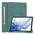 For Samsung Galaxy Tab S9 ENKAY Tri-fold Custer Leather TPU Bottom Smart Case with Pen Slot(Dark Green) - 1