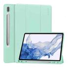 For Samsung Galaxy Tab S9 ENKAY Tri-fold Custer Leather TPU Bottom Smart Case with Pen Slot(Light Green) - 1