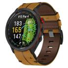 For Garmin Approach S70 47 mm 22mm Leather Texture Watch Band(Brown) - 1