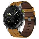 For Garmin MARQ Athlete Gen 2 22mm Leather Texture Watch Band(Brown) - 1