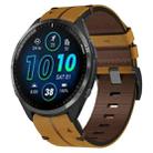 For Garmin Forerunner 965 22mm Leather Texture Watch Band(Brown) - 1