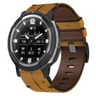 For Garmin Instinct Crossover 22mm Leather Texture Watch Band(Brown) - 1