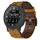 For Garmin Instinct Crossover Solar 22mm Leather Textured Watch Band(Brown) - 1