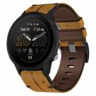 For Garmin Forerunner 955 22mm Leather Texture Watch Band(Brown) - 1