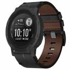 For Garmin Instinct 2 22mm Leather Texture Watch Band(Black) - 1