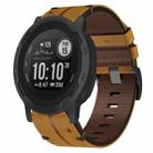 For Garmin Instinct 2 22mm Leather Texture Watch Band(Brown) - 1
