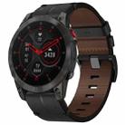 For Garmin Epix Gen 2 22mm Leather Texture Watch Band(Black) - 1