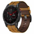 For Garmin EPIX Gen 2 22mm Leather Textured Watch Band(Brown) - 1