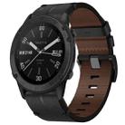 For Garmin Fenix 7 Pro 47mm Leather Textured 22mm Watch Band(Black) - 1