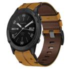 For Garmin Fenix 7 Pro 47mm 22mm Leather Texture Watch Band(Brown) - 1