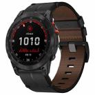 For Garmin Fenix 7 Solar 22mm Leather Texture Watch Band(Black) - 1