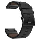 For Garmin Fenix 7 Solar 22mm Leather Texture Watch Band(Black) - 2