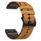 For Garmin Fenix 7 Solar 22mm Leather Texture Watch Band(Brown) - 2