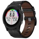 For Garmin Forerunner 935 22mm Leather Texture Watch Band(Black) - 1