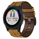 For Garmin Forerunner 935 22mm Leather Texture Watch Band(Brown) - 1