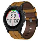 For Garmin Forerunner 935 Leather Textured 22mm Watch Band(Brown) - 1