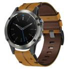 For Garmin Quatix 5 22mm Leather Texture Watch Band(Brown) - 1