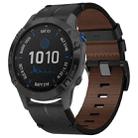 For Garmin Fenix 6 Pro GPS 22mm Leather Texture Watch Band(Black) - 1