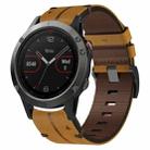 For Garmin Fenix 5 22mm Leather Texture Watch Band(Brown) - 1