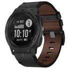 For Garmin Fenix 5 Plus 22mm Leather Texture Watch Band(Black) - 1