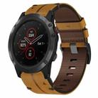 For Garmin Fenix 5 Plus 22mm Leather Texture Watch Band(Brown) - 1