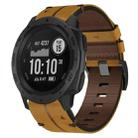 For Garmin Instinct 22mm Leather Texture Watch Band(Brown) - 1