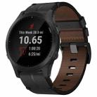 For Garmin Forerunner 945 22mm Leather Texture Watch Band(Black) - 1