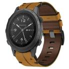 For Garmin MARQ Commander 22mm Leather Textured Watch Band(Brown) - 1