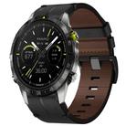 For Garmin MARQ Athlete Leather Textured 22mm Watch Band(Black) - 1