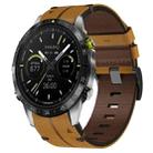 For Garmin MARQ Athlete 22mm Leather Textured Watch Band(Brown) - 1