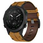 For Garmin MARQ Golfer Leather Textured 22mm Watch Band(Brown) - 1