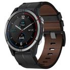 For Garmin Quatix 7 Leather Textured 22mm Watch Band(Black) - 1