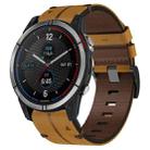 For Garmin Quatix 7 22mm Leather Textured Watch Band(Brown) - 1