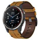 For Garmin Quatix 7 Pro Leather Textured 22mm Watch Band(Brown) - 1