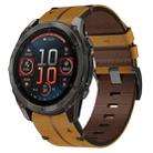 For Garmin Fenix 8 AMOLED 47mm Leather Textured 22mm Watch Band(Brown) - 1