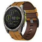 For Garmin Fenix 8 MIP 47mm Leather Textured 22mm Watch Band(Brown) - 1