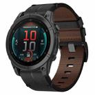 For Garmin Fenix E 47mm Leather Textured 22mm Watch Band(Black) - 1