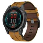 For Garmin Fenix E 47mm Leather Textured 22mm Watch Band(Brown) - 1