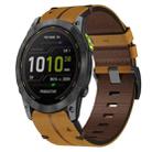 For Garmin Enduro 2 26mm Leather Texture Watch Band(Brown) - 1