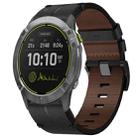 For Garmin Enduro 26mm Leather Texture Watch Band(Black) - 1