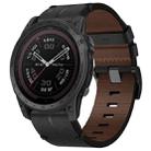 For Garmin Tactix 7 Pro 26mm Leather Texture Watch Band(Black) - 1