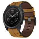 For Garmin Tactix 7 Pro 26mm Leather Texture Watch Band(Brown) - 1