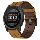 For Garmin Tactix 7 26mm Leather Texture Watch Band(Brown) - 1